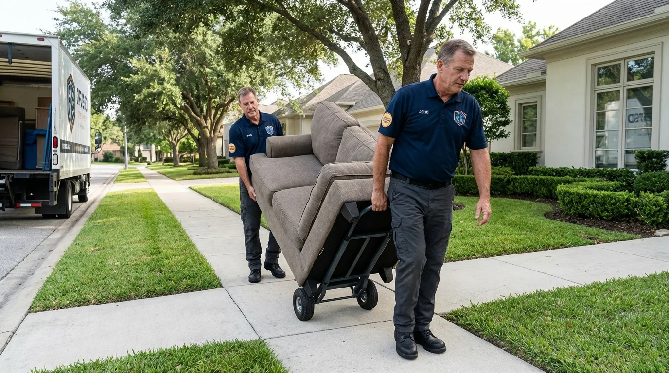 Local residential moving crew loading furniture in Fort Morgan, CO